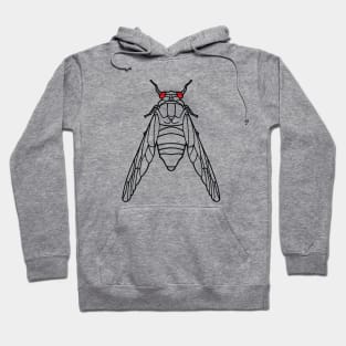 Cicada Line Drawing Graphic for Brood X 17 Year Hatch Hoodie